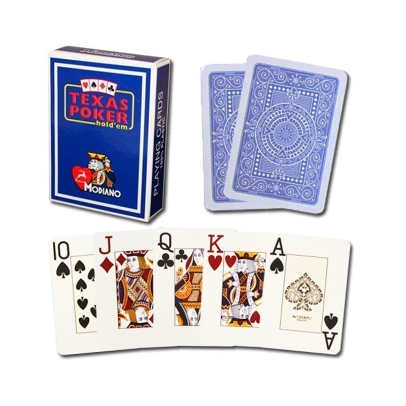 Modiano Poker 100% Plastic 4 Jumbo Index Blue - 8003080004816 - CrystalLotus.eu