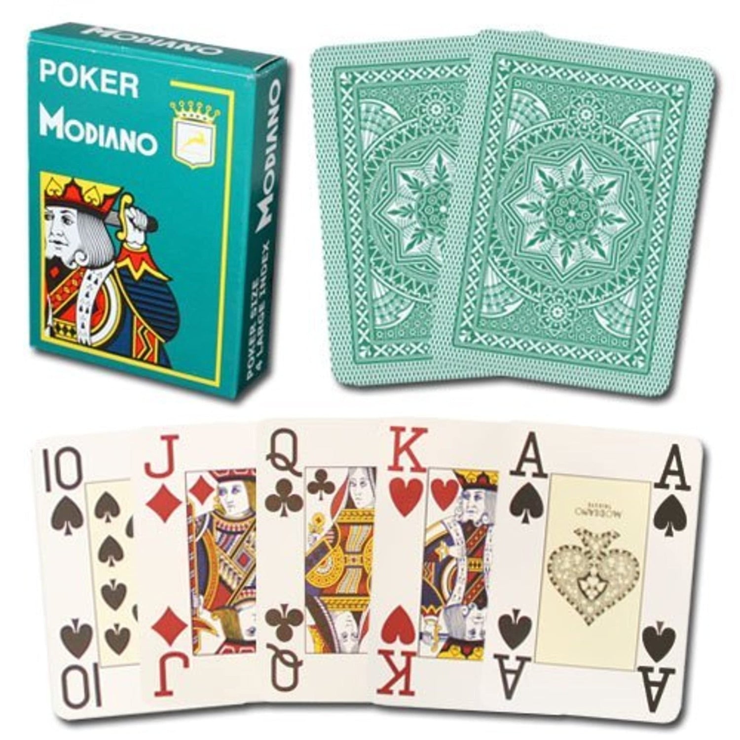 Modiano Poker 100% Plastic 4 Jumbo Index Dark Green - 8003080004830 - CrystalLotus.eu