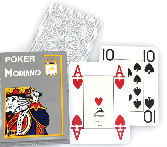 Modiano Poker 100% Plastic 4 Jumbo Index Grey - 8003080948820 - CrystalLotus.eu