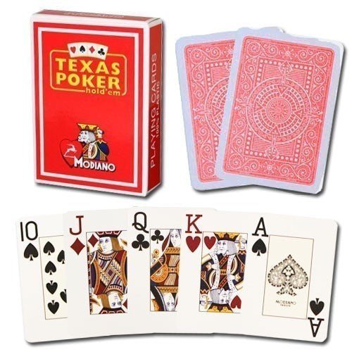 Modiano Poker 100% Plastic 4 Jumbo Index Red - 8003080004823 - CrystalLotus.eu