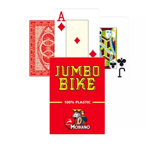 Modiano Poker Bike Trophy 100% Plastic 2 Jumbo Index Red - 8003080005783 - CrystalLotus.eu