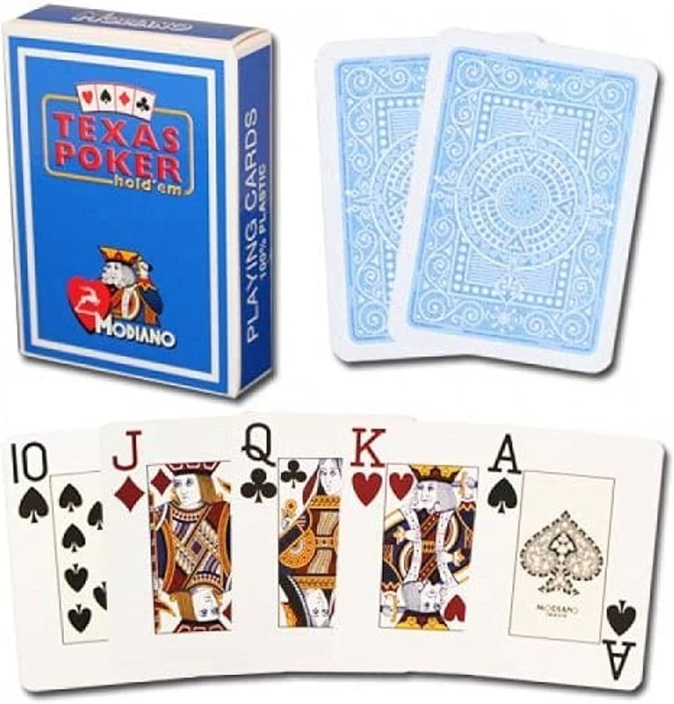 Modiano Texas Poker 100% Plastic 2 Jumbo Index Light Blue - 8003080605464 - CrystalLotus.eu