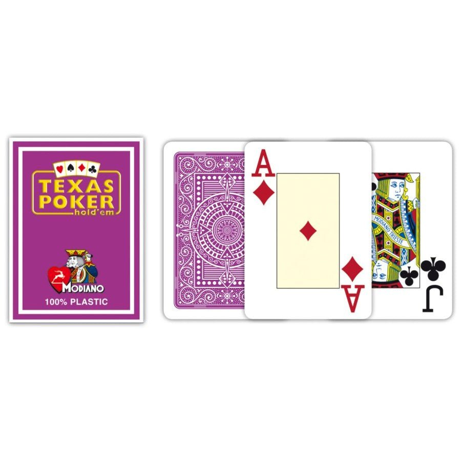 Modiano Texas Poker 100% Plastic 2 Jumbo Index Purple - 8003080205466 - CrystalLotus.eu