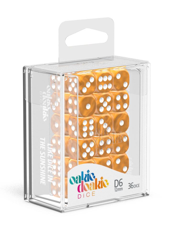 Oakie Doakie Dice D6 Dice 12 mm Marble - Orange (36) - 4056133700078 - CrystalLotus.eu