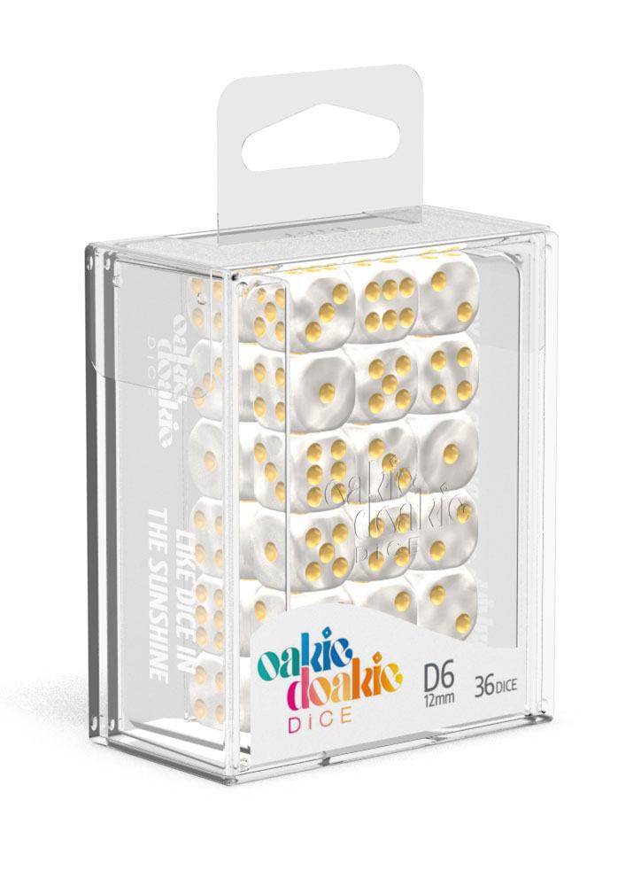Oakie Doakie Dice D6 Dice 12 mm Marble - White (36) - 4056133700047 - CrystalLotus.eu