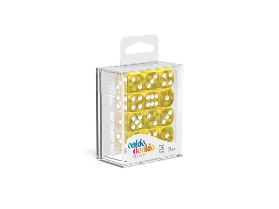 Oakie Doakie Dice D6 Dice 12 mm Marble - Yellow (36) - 4056133700054 - CrystalLotus.eu
