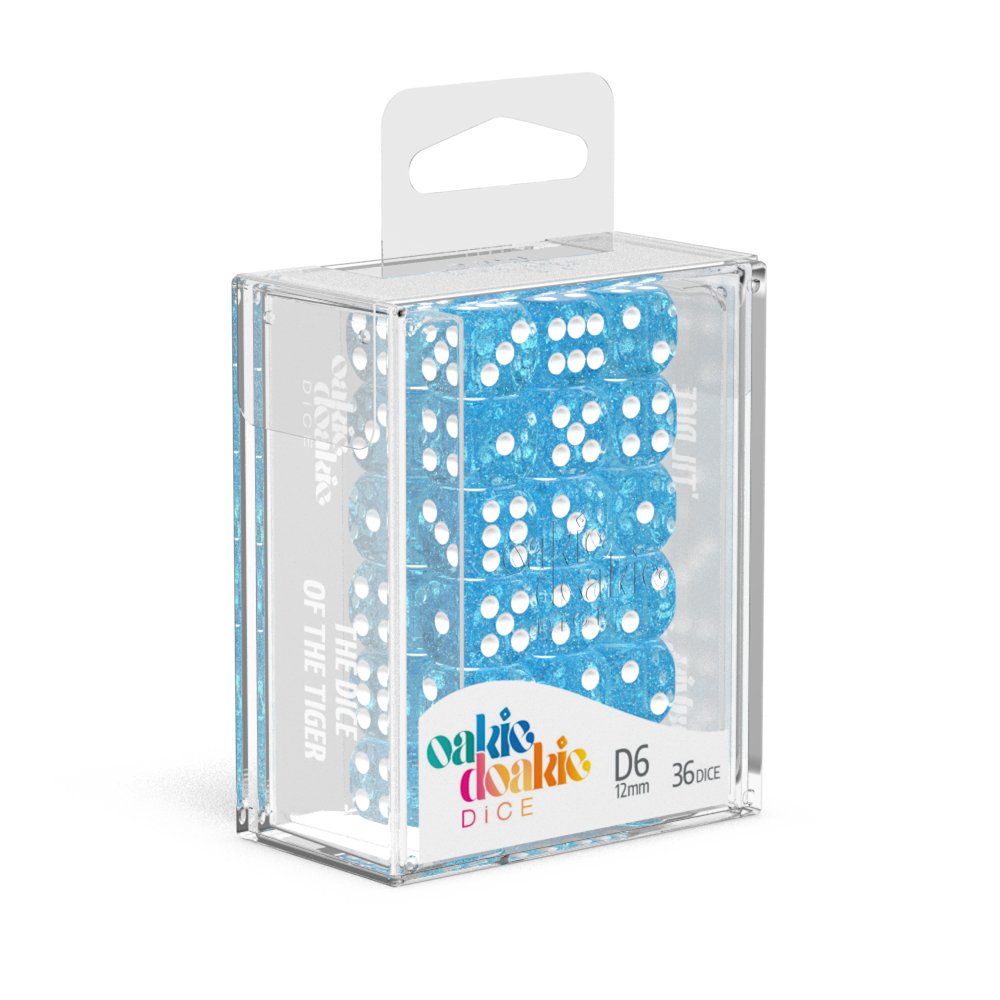 Oakie Doakie Dice D6 Dice 12 mm Speckled - Light Blue (36) - 4056133700214 - CrystalLotus.eu