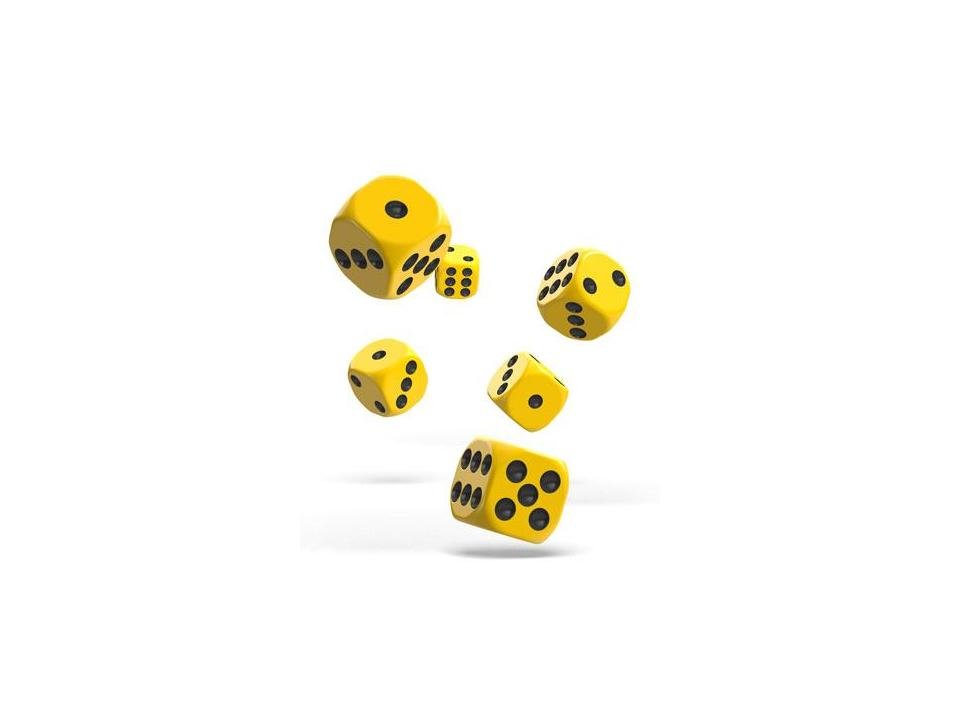 Oakie Doakie Dice D6 Dice 16 mm Solid - Yellow (12) - 4056133700740 - CrystalLotus.eu