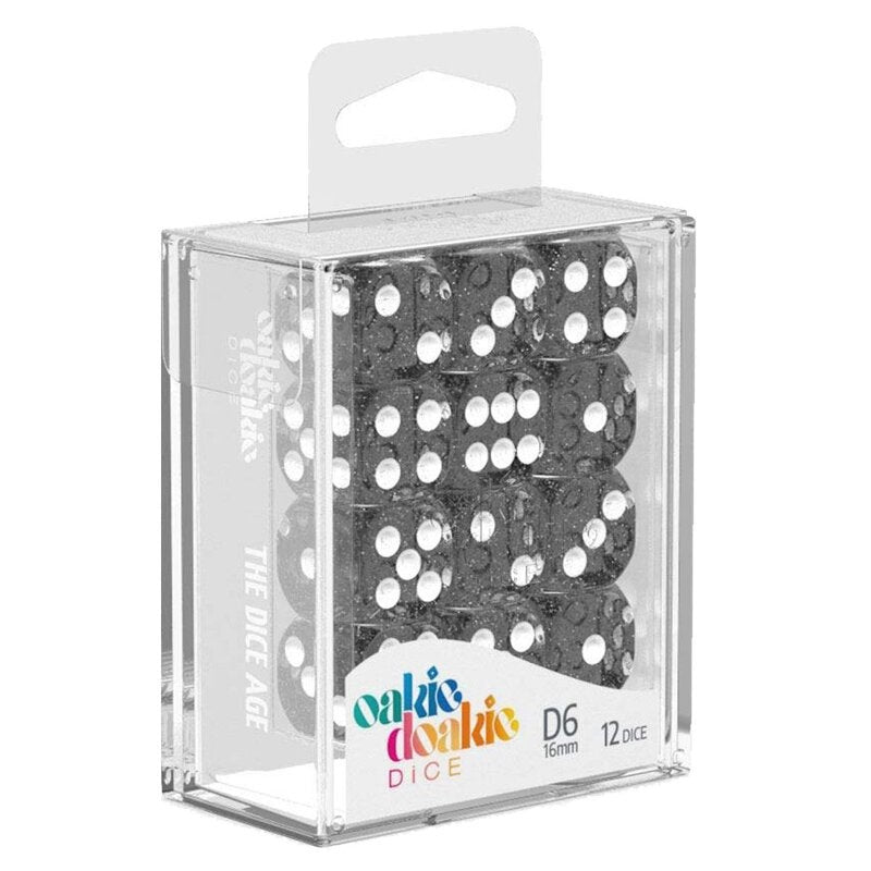 Oakie Doakie Dice D6 Dice 16 mm Speckled - Black (12) - 4056133700689 - CrystalLotus.eu