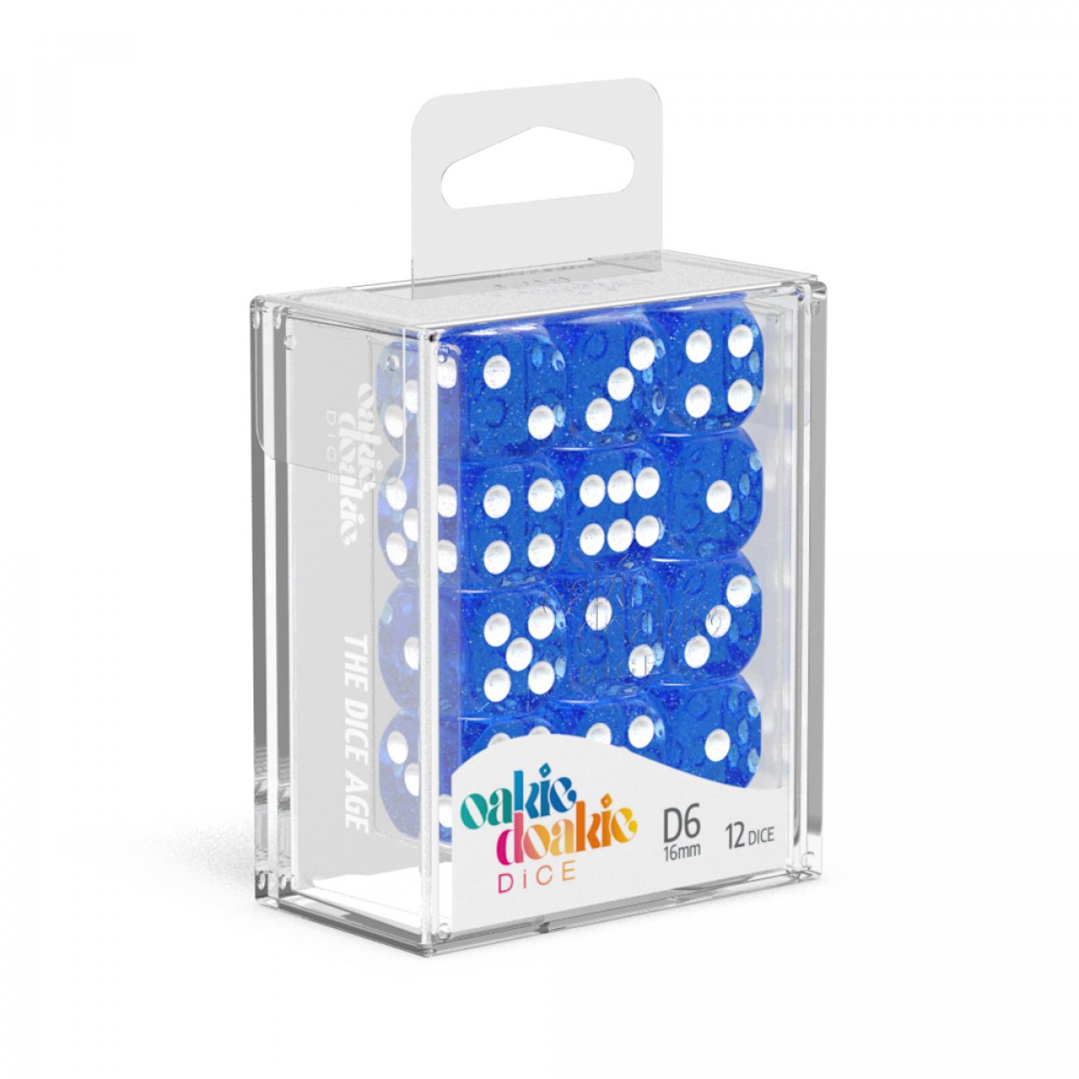 Oakie Doakie Dice D6 Dice 16 mm Speckled - Blue (12) - 4056133700634 - CrystalLotus.eu