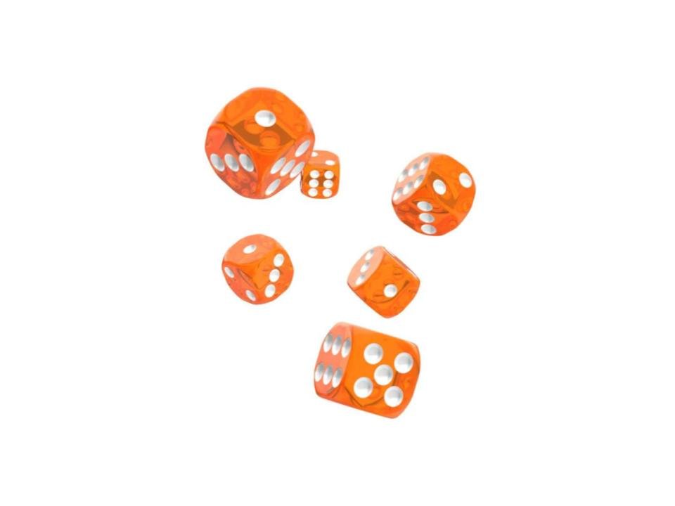 Oakie Doakie Dice D6 Dice 16 mm Translucent - Orange (12) - 4056133700597 - CrystalLotus.eu