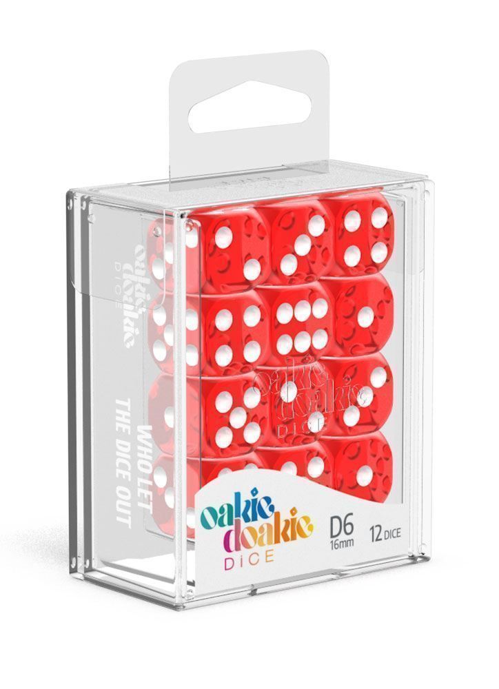 Oakie Doakie Dice D6 Dice 16 mm Translucent - Red (12) - 4056133700542 - CrystalLotus.eu
