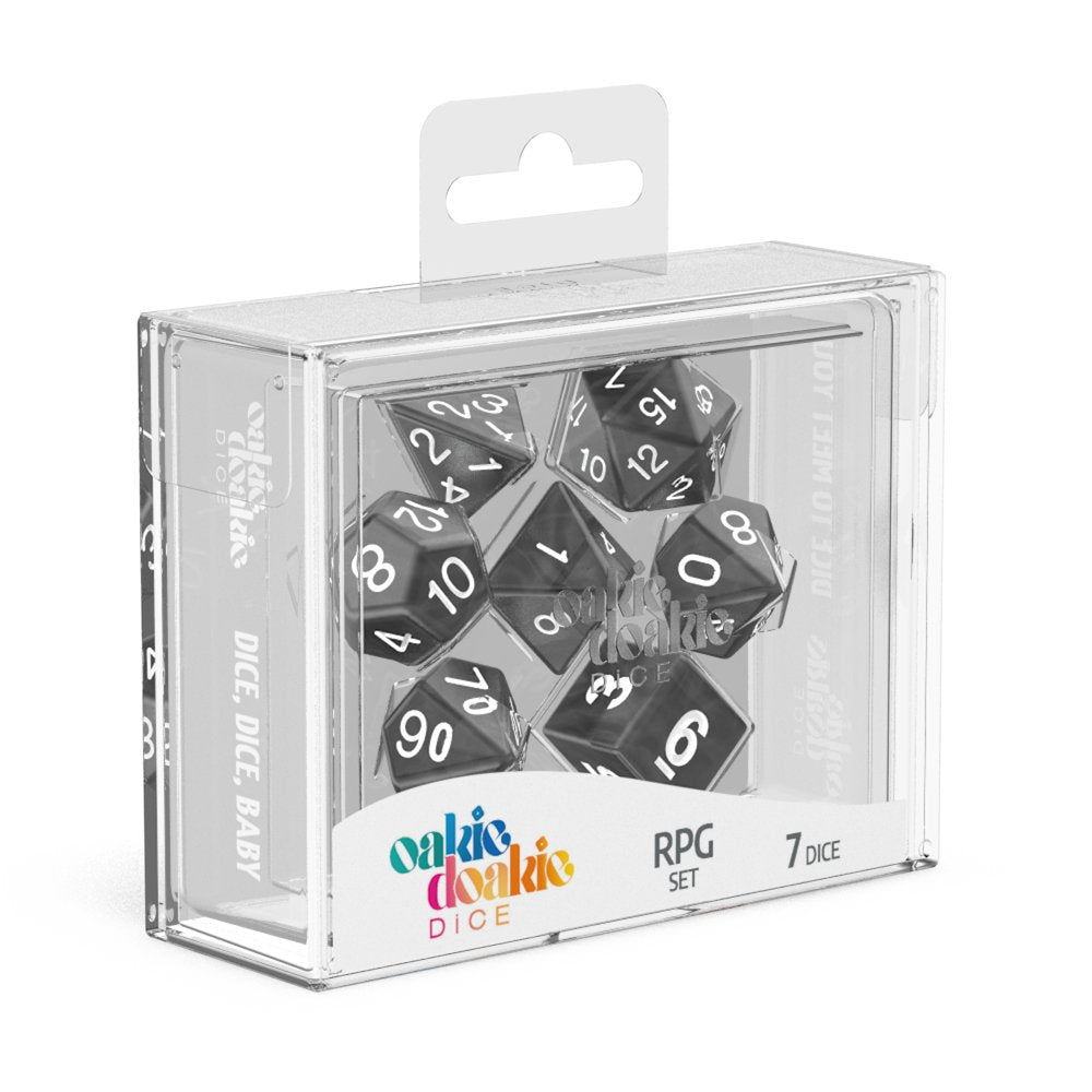 Oakie Doakie Dice RPG Set Marble - Black (7) - 4056133701006 - CrystalLotus.eu