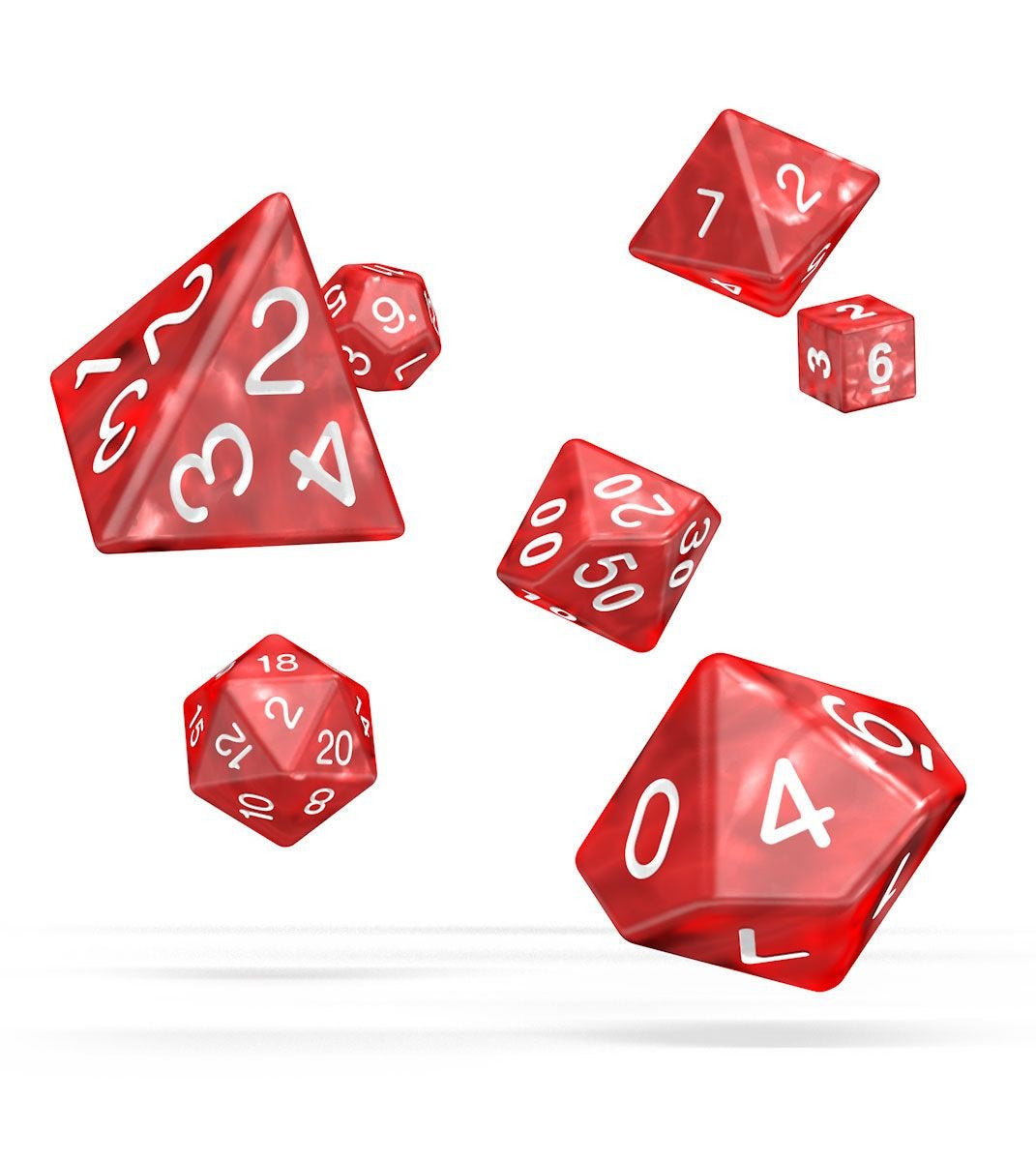 Oakie Doakie Dice RPG Set Marble - Red (7) - 4056133700979 - CrystalLotus.eu