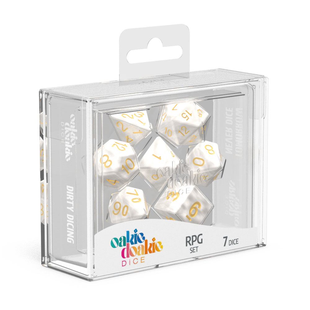 Oakie Doakie Dice RPG Set Marble - White (7) - 4056133701013 - CrystalLotus.eu