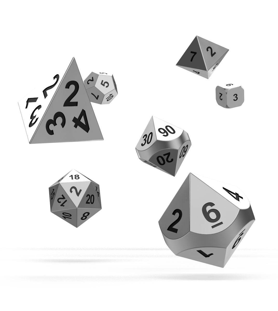 Oakie Doakie Dice RPG Set Metal Dice - Mercury (7) - 4056133701525 - CrystalLotus.eu