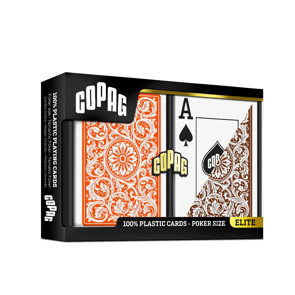 Copag - Elite 1546 Playing Cards Poker Size Double Deck Set (Orange &amp; Brown Color)