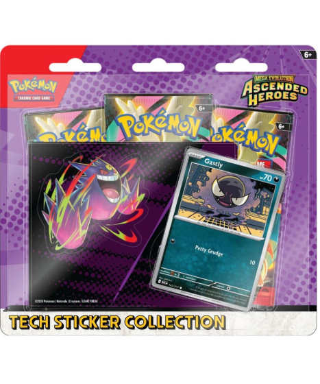 Pokemon Mega Evolution Ascended Heroes Tech Sticker Collection - Gastly - 196214132290 - Crystal Lotus