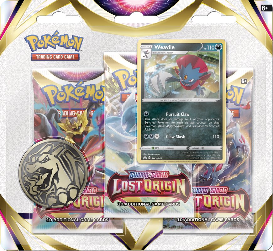 Pokemon - Sword &amp; Shield 11 Lost Origin 3 - pack Blister - Weavile - 820650870606 - CrystalLotus.eu