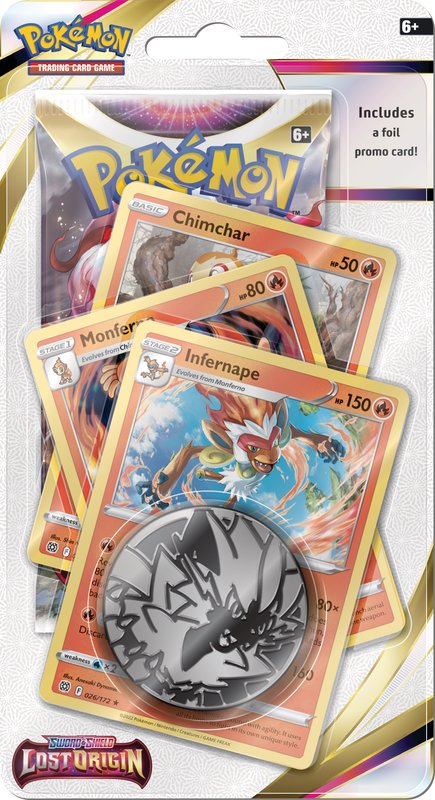 Pokemon - Sword &amp; Shield 11 Lost Origin Premium Checklane Blister - Chimchar - 85294 - CrystalLotus.eu