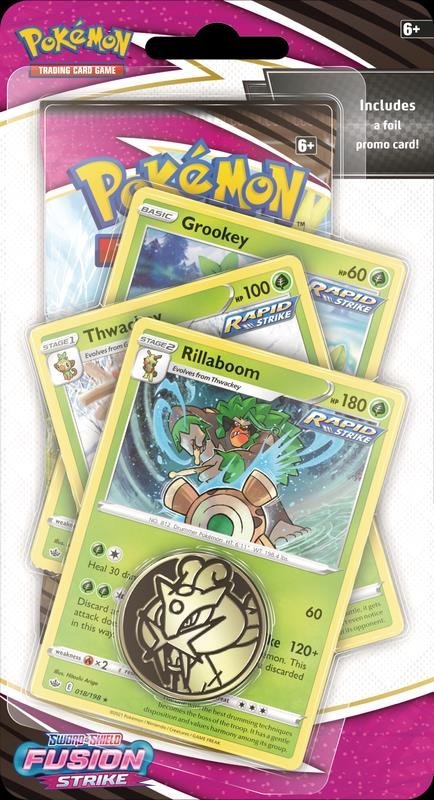 Pokemon TCG Sword &amp; Shield Fusion Strike - Grookey Premium Checklane Blister - 820650809248 - CrystalLotus.eu