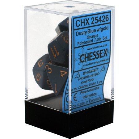 Polyhedral 7 - Die Borealis Chessex Dice Set - Opaque Dusty Blue - 0649964160773 - CrystalLotus.eu