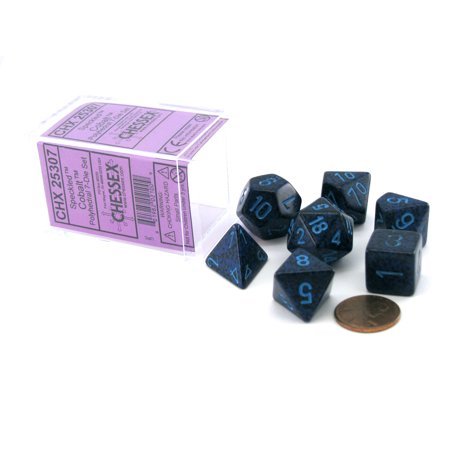 Polyhedral 7 - Die Borealis Chessex Dice Set - Speckled Cobalt - 0717520455646 - CrystalLotus.eu