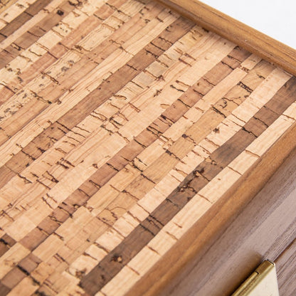 Premium Handcrafted Black Natural Cork Backgammon Set with Oak Wood Checkers 48x60cm (by Manopoulos) (BFF1BLA) - 5200430706113 - Crystal Lotus
