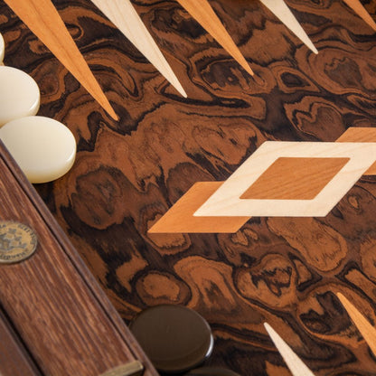 Premium Handcrafted California Walnut Burl Backgammon Set 48x60cm (by Manopoulos) (BUU1) - 5200430706007 - Crystal Lotus
