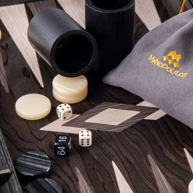Premium Handcrafted Ebony Burl Backgammon Set 48x60cm (by Manopoulos) - 5200430706014 - Crystal Lotus