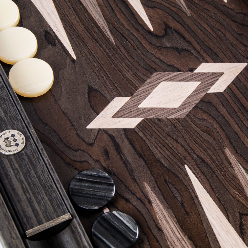 Premium Handcrafted Ebony Burl Backgammon Set 48x60cm (by Manopoulos) (BGG1) - 5200430706014 - Crystal Lotus
