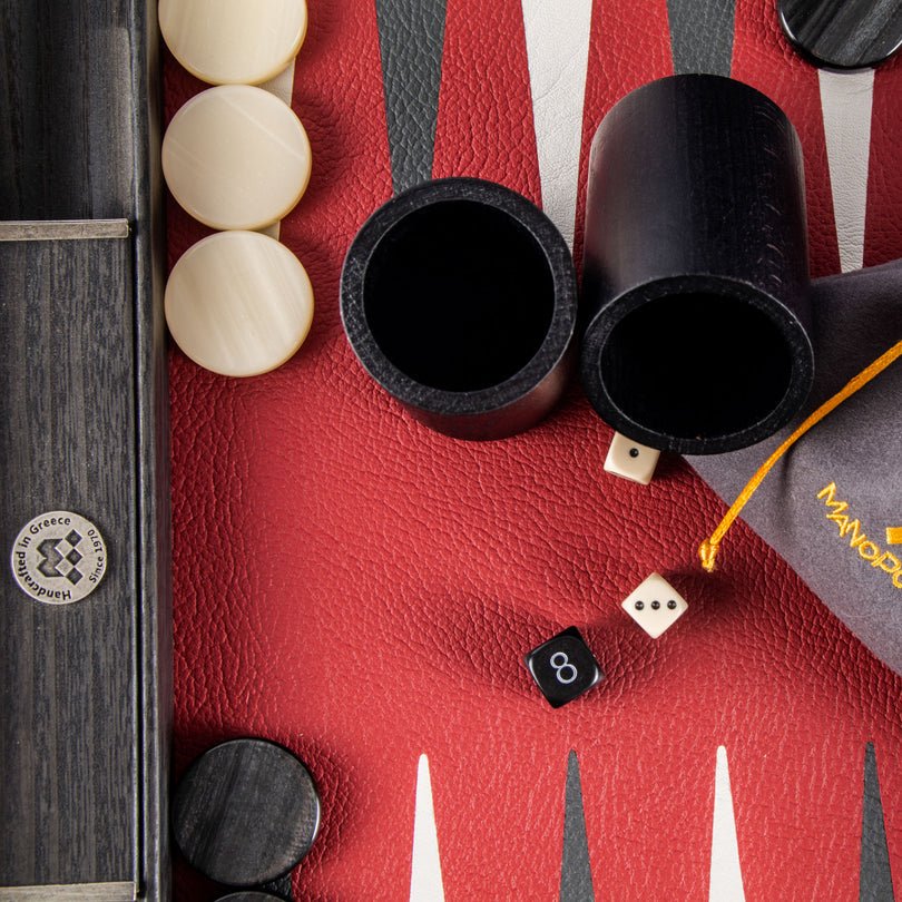 Premium Handcrafted Leatherette Burgundy Red Backgammon Set 48x60cm (by Manopoulos) - 5200430706175 - Crystal Lotus