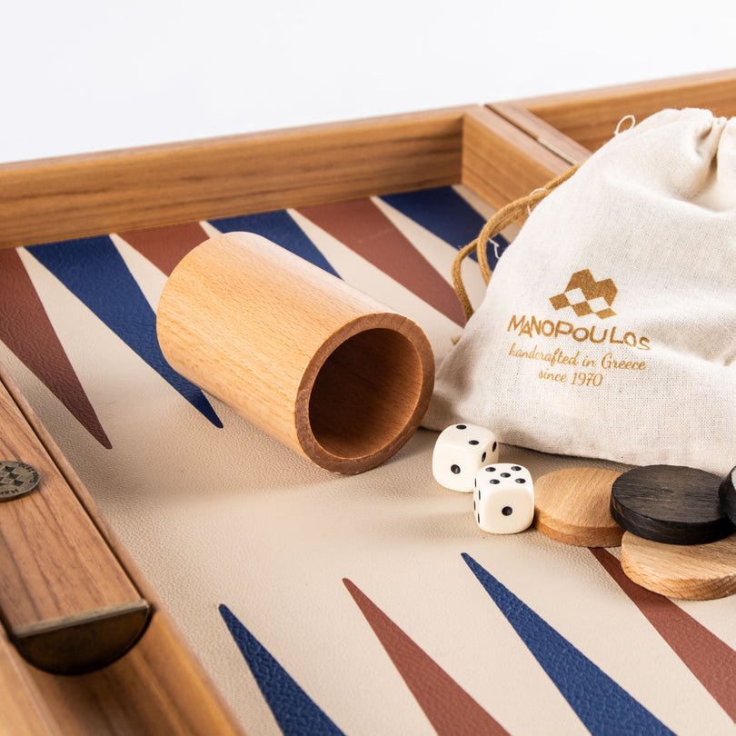 Premium Handcrafted Leatherette Champagne Beige Backgammon Set 48x60cm (by Manopoulos) - 5200430706311 - Crystal Lotus