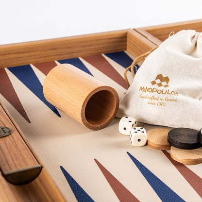 Premium Handcrafted Leatherette Champagne Beige Backgammon Set 48x60cm (by Manopoulos) - 5200430706311 - Crystal Lotus