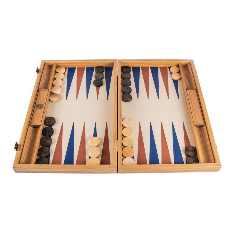 Premium Handcrafted Leatherette Champagne Beige Backgammon Set 48x60cm (by Manopoulos) - 5200430706311 - Crystal Lotus