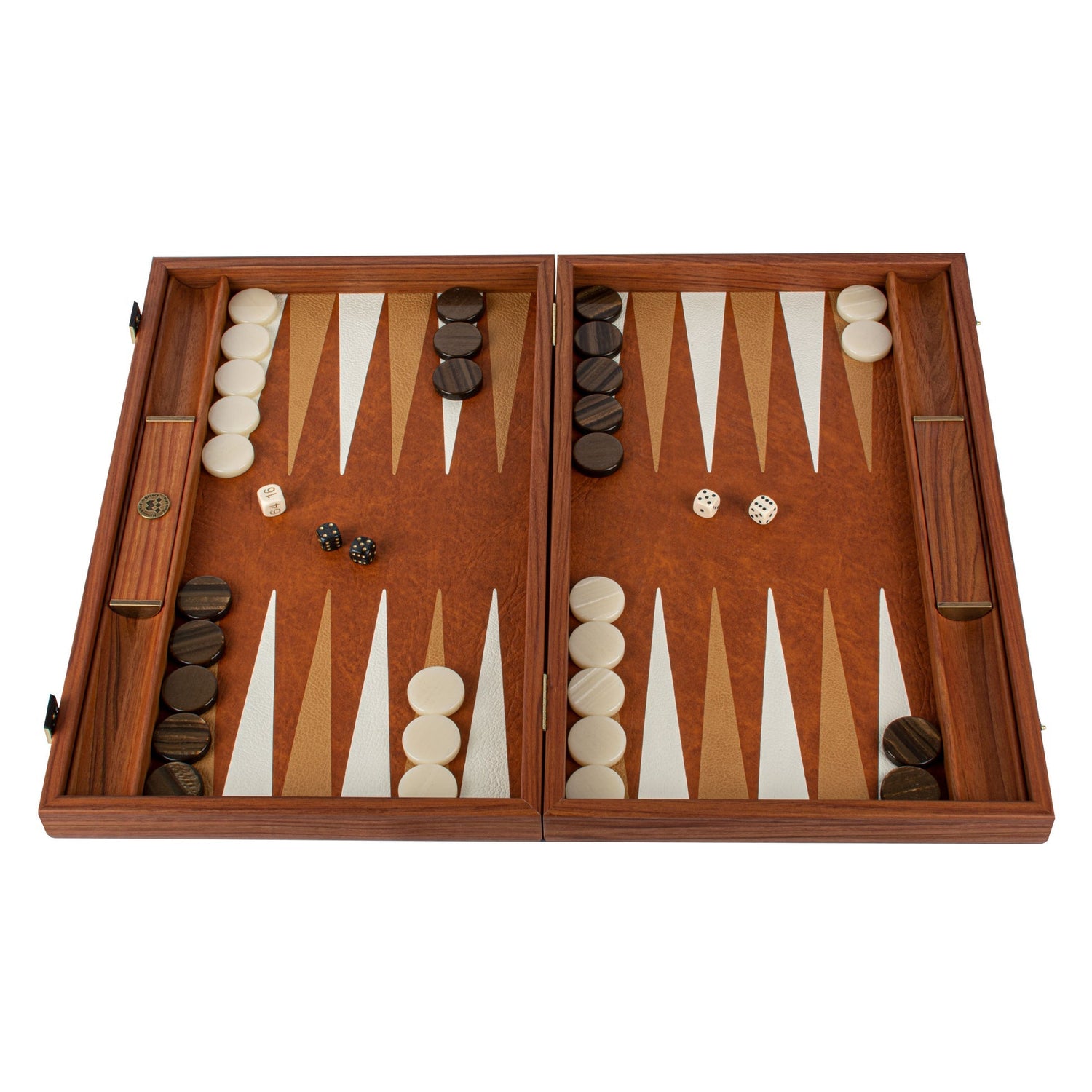 Premium Handcrafted Leatherette Crocodile Tote Backgammon Set - Caramel Brown, Rustic &amp; Ivory 48x60cm (by Manopoulos) - 5200430717584 - Crystal Lotus