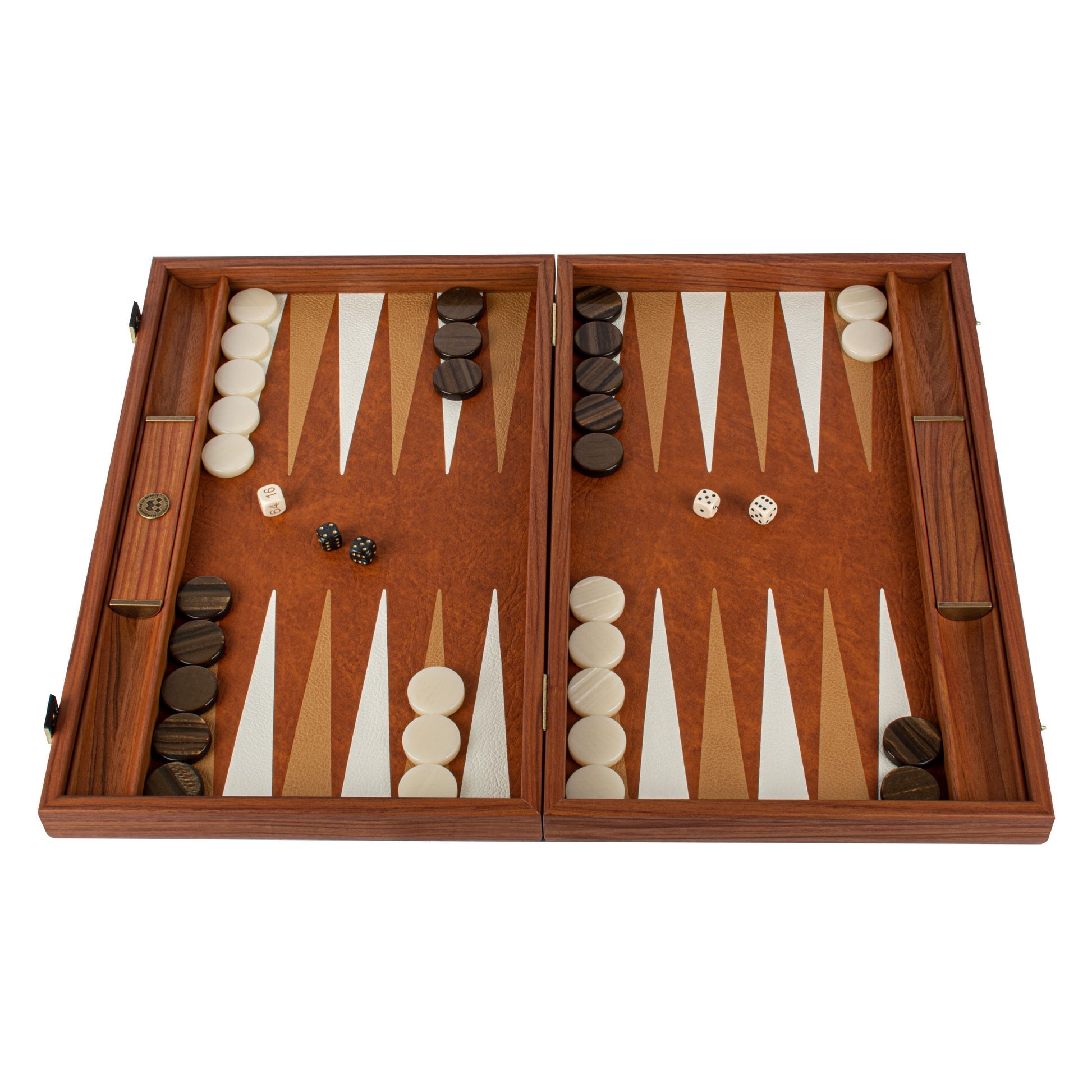 Premium Handcrafted Leatherette Crocodile Tote Backgammon Set - Caramel Brown, Rustic &amp; Ivory 48x60cm (by Manopoulos) - 5200430717584 - Crystal Lotus