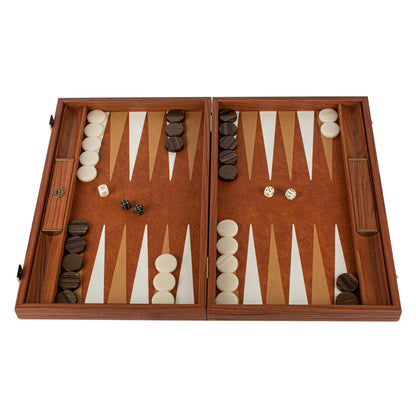 Premium Handcrafted Leatherette Crocodile Tote Backgammon Set - Caramel Brown, Rustic &amp; Ivory 48x60cm (by Manopoulos) - 5200430717584 - Crystal Lotus