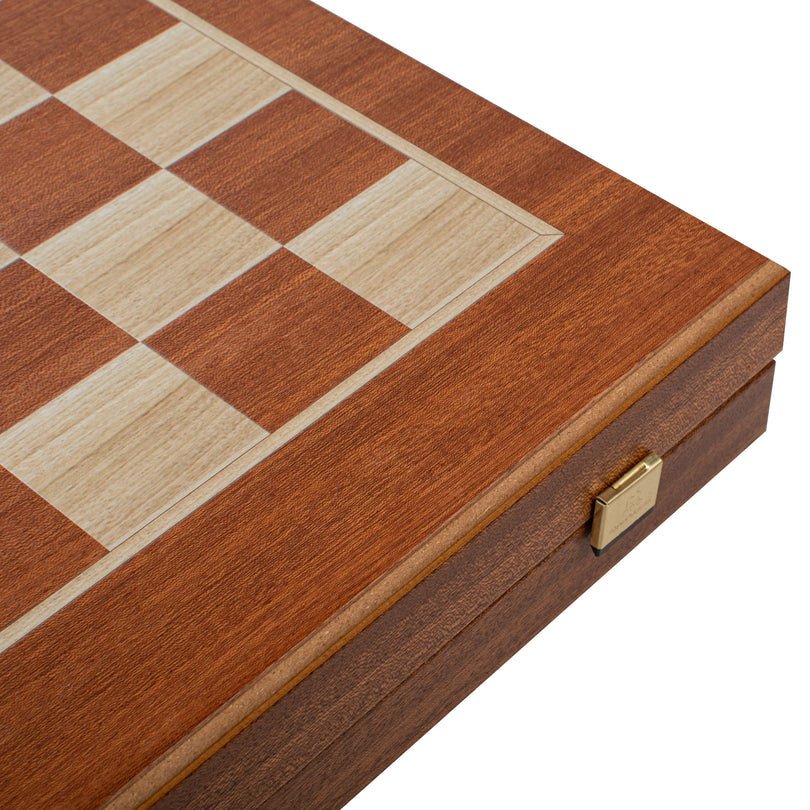 Premium Handcrafted Mahogany Chess &amp; Backgammon Board in Blue 48x52cm (by Manopoulos) (TS1MBLU) - 5200430705147 - Crystal Lotus