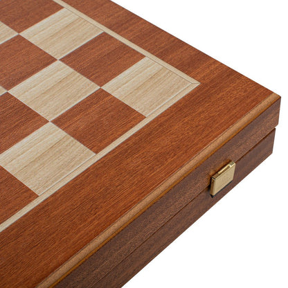 Premium Handcrafted Mahogany Chess &amp; Backgammon Board in Green 48x52cm (by Manopoulos) (TS1MGRE) - 5200430705154 - Crystal Lotus