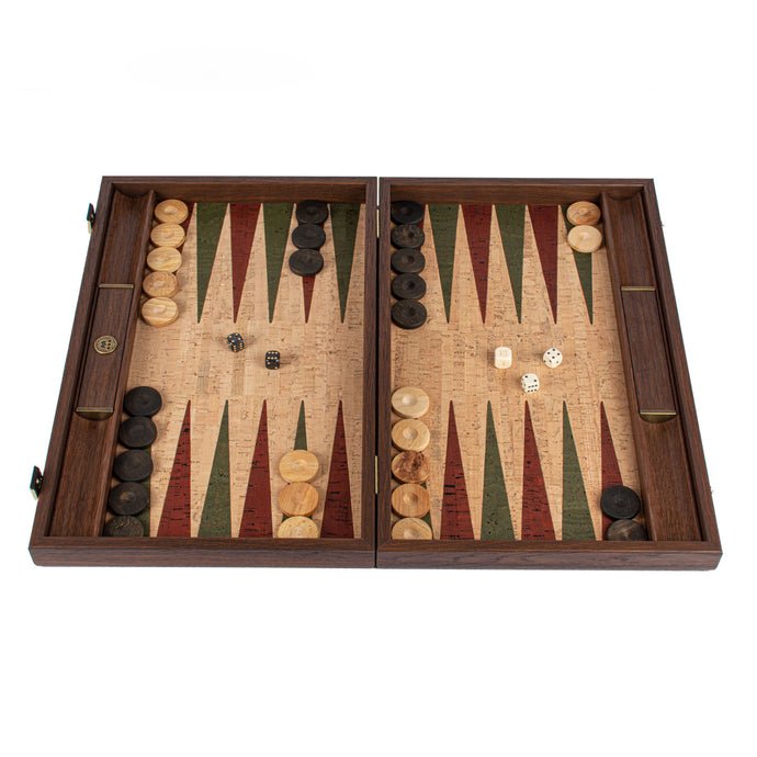 Premium Handcrafted Natural Cork Backgammon Set with Oak Wood Checkers 48x60cm (by Manopoulos) - 5200430701675 - Crystal Lotus