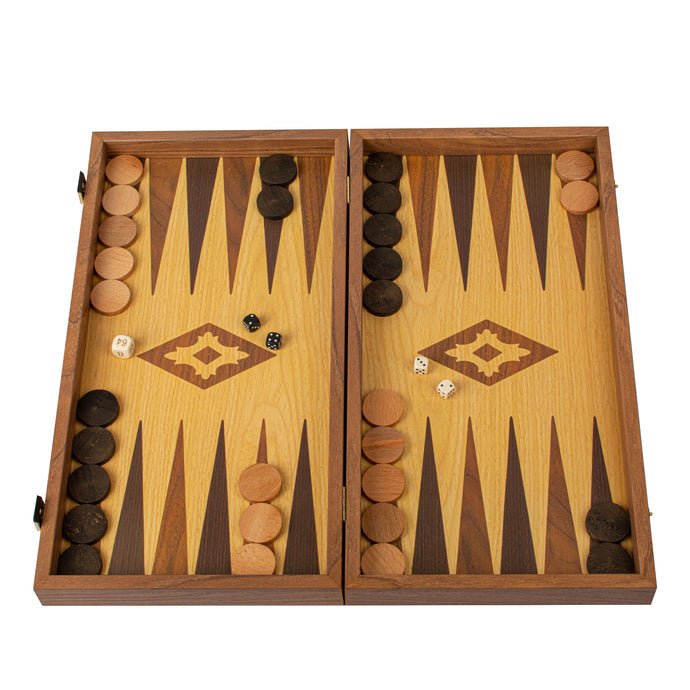 Premium Handcrafted Oak and Walnut Replica Backgammon Set 48x52cm (by Manopoulos) - 5200430704362 - Crystal Lotus