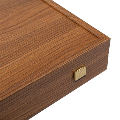 Premium Handcrafted Oak-Walnut Replica Wood Backgammon Set with Side Racks 48x60cm (by Manopoulos) (BXL1KD) - 5200430704966 - Crystal Lotus