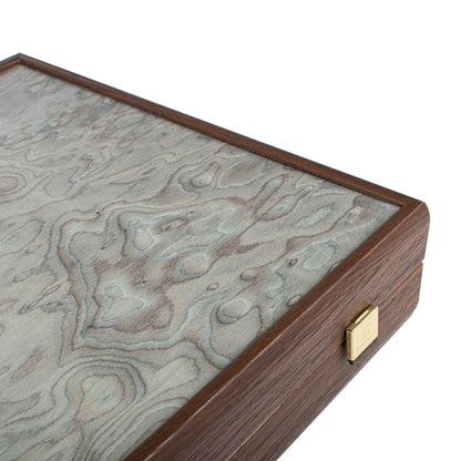 Premium Handcrafted Pearly Grey Vavona Backgammon Set - Luxury Board Game with Oak &amp; Wenge Accents 48x60cm (by Manopoulos) (BSS1) - 5200430716686 - Crystal Lotus