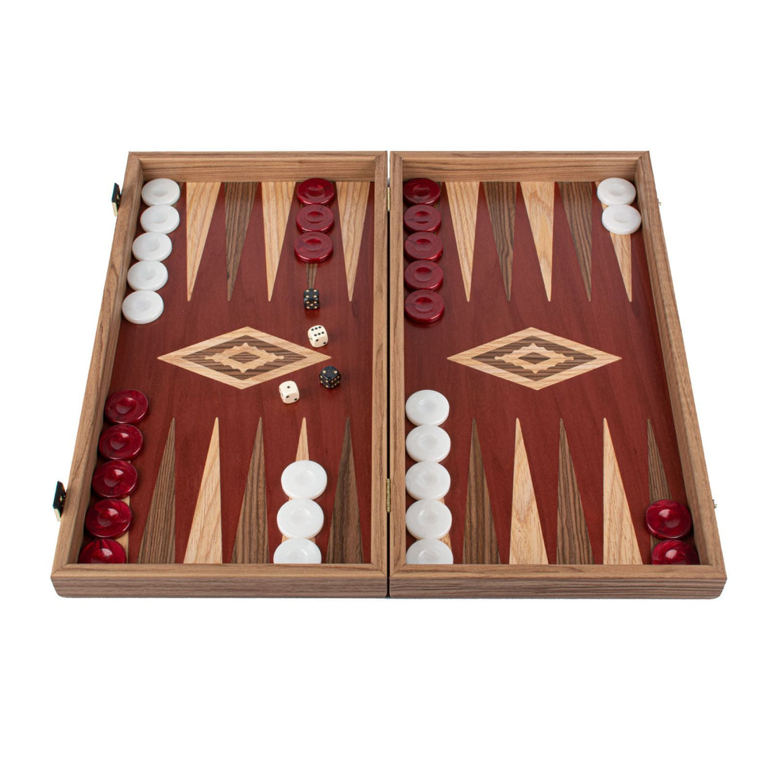 Premium Handcrafted Red Oak Backgammon Set - Elegant Marquetry Design 48x52cm (by Manopoulos) - 5200430700791 - Crystal Lotus