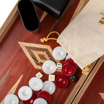 Premium Handcrafted Red Oak Backgammon Set - Elegant Marquetry Design 48x52cm (by Manopoulos) (TKR1) - 5200430700791 - Crystal Lotus