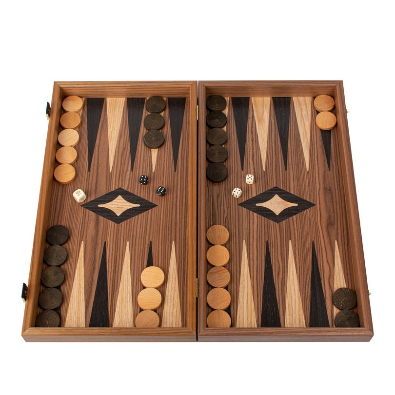 Premium Handcrafted Walnut 3 - in - 1 Chess, Backgammon, and Checkers Set - Elegant Marquetry Design 48x52cm (by Manopoulos) - 5200430705253 - Crystal Lotus