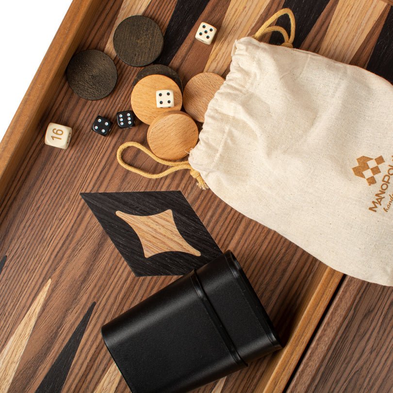 Premium Handcrafted Walnut 3 - in - 1 Chess, Backgammon, and Checkers Set - Elegant Marquetry Design 48x52cm (by Manopoulos) - 5200430705253 - Crystal Lotus