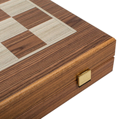 Premium Handcrafted Walnut 3-in-1 Chess, Backgammon, and Checkers Set - Elegant Marquetry Design 48x52cm (by Manopoulos) (TS1K) - 5200430705253 - Crystal Lotus