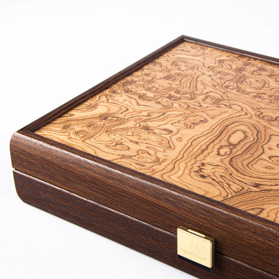 Premium Handcrafted Walnut Burl Backgammon Set with Side Racks 48x60cm (by Manopoulos) - 5250000000057 - Crystal Lotus